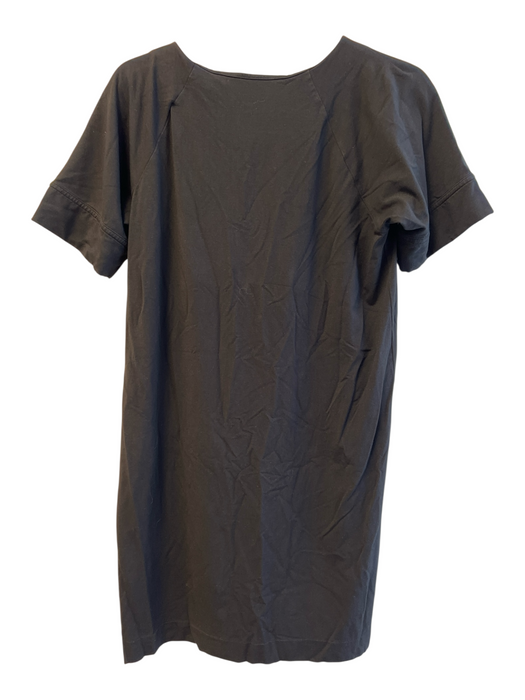Theory Size  T4 Black Cotton Blend Shirt Sleeves solid color Round Neck Dress Black / T4