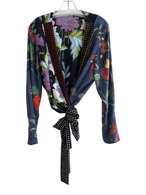 Diane Von Furstenberg Size M Multi Silk & Spandex Mixed Pattern Polka Dot Top Multi / M