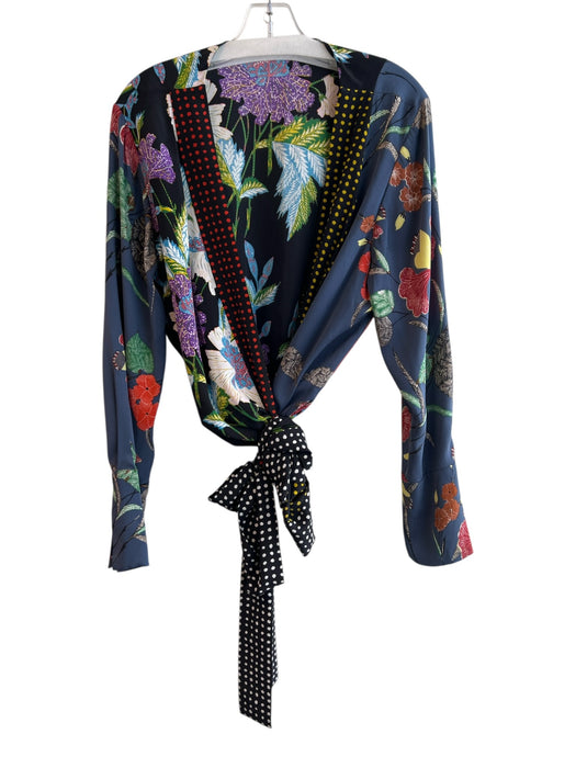 Diane Von Furstenberg Size M Multi Silk & Spandex Mixed Pattern Polka Dot Top Multi / M