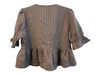 En Saison Size M Brown Polyester Bow detail Plaid 3/4 Sleeve Cropped Top Brown / M