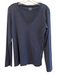 J Crew Size L Navy Blue Cotton Long Sleeve solid color V Neck Basic Cut Top Navy Blue / L