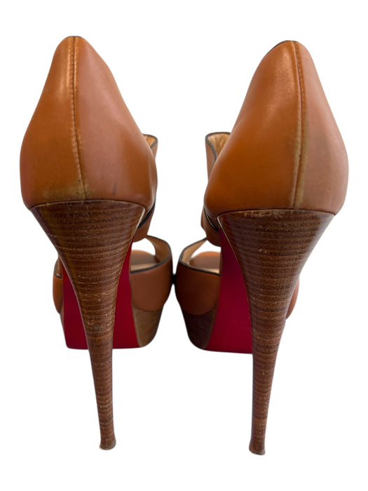 Christian Louboutin Shoe Size 40 Brown Leather Stiletto Piping Peep Toe Shoes Brown / 40