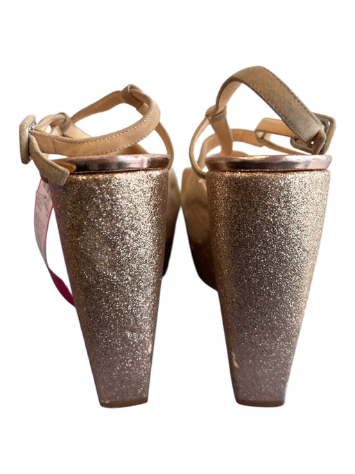 Christian Louboutin Shoe Size 40.5 Beige Suede Chunky Heel Peep Toe Shoes Beige / 40.5