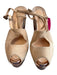 Christian Louboutin Shoe Size 40.5 Beige Suede Chunky Heel Peep Toe Shoes Beige / 40.5