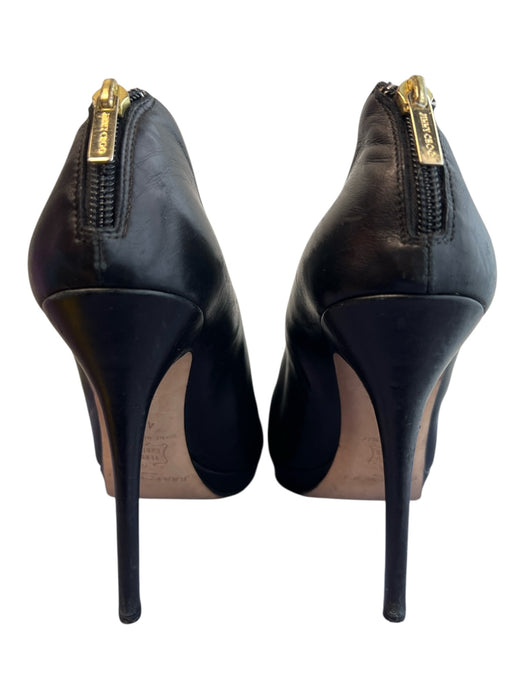 Jimmy Choo Shoe Size 40 Black Lambskin Back Zip Stilletto Pointed Toe Booties Black / 40