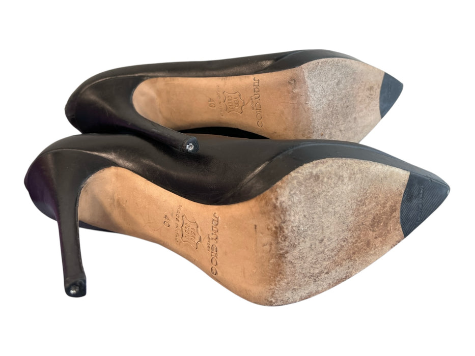 Jimmy Choo Shoe Size 40 Black Lambskin Back Zip Stilletto Pointed Toe Booties Black / 40