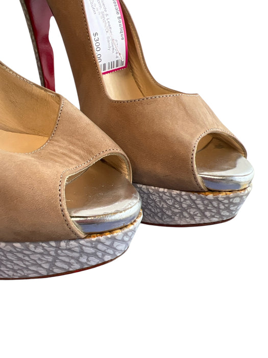 Christian Louboutin Shoe Size 41 Beige & Gray Suede & Leather Stiletto Shoes Beige & Gray / 41