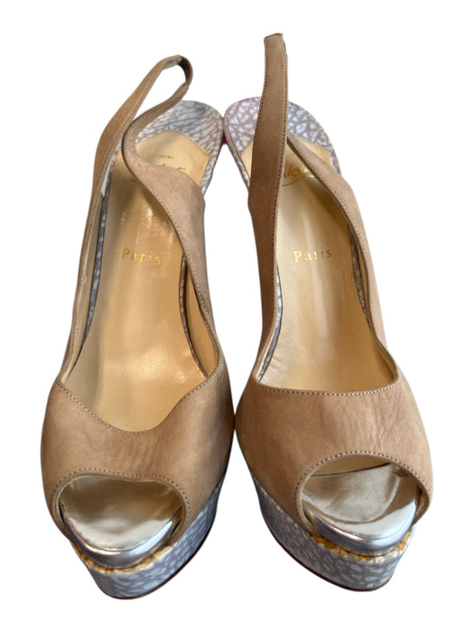 Christian Louboutin Shoe Size 41 Beige & Gray Suede & Leather Stiletto Shoes Beige & Gray / 41