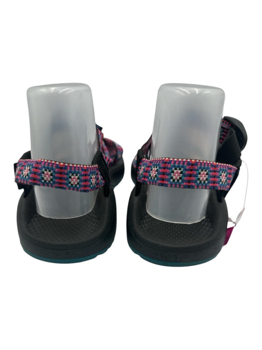 Chaco Shoe Size 8 Blue, Pink, Black Rubber Toe Strap Abstract Print Sandals Blue, Pink, Black / 8