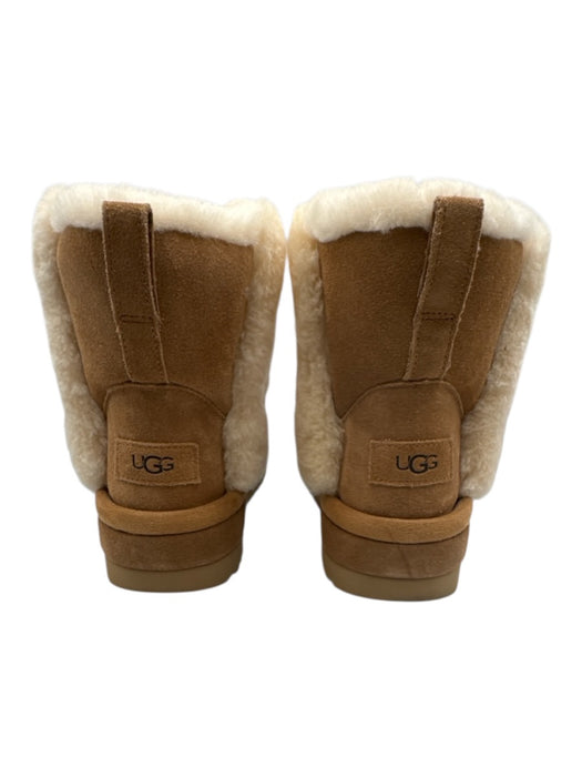 Ugg Shoe Size 8 Brown & Cream White Leather Upper Suede Quilted Platform Boots Brown & Cream White / 8