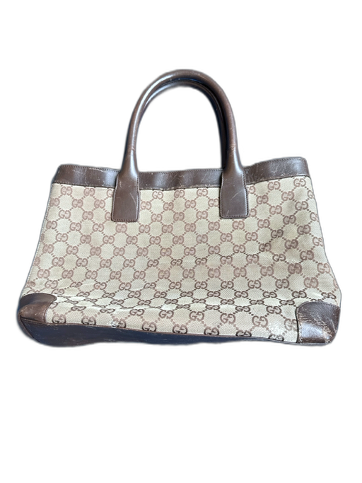 Gucci Brown & Tan Canvas & Leather Guccissima Top Handles Tote Bag Brown & Tan / M