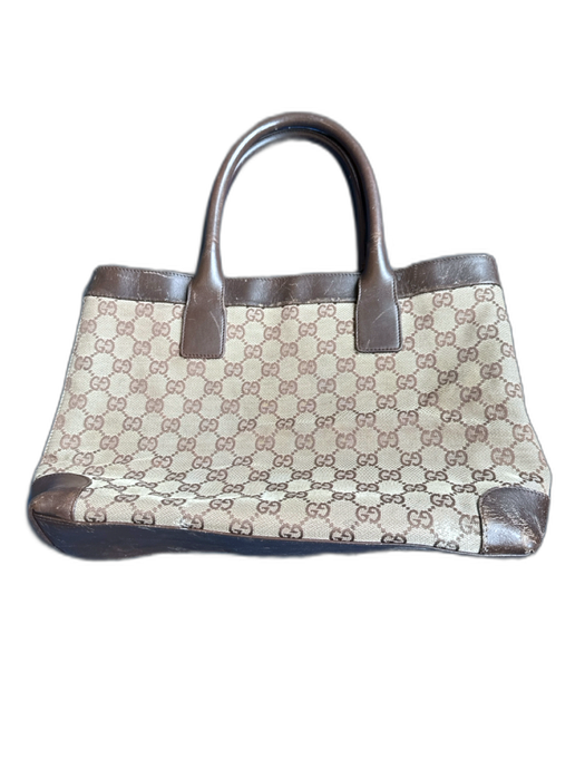 Gucci Brown & Tan Canvas & Leather Guccissima Top Handles Tote Bag Brown & Tan / M