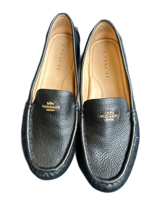 Coach Shoe Size 8.5 Black Leather Pebbled Logo Driver Loafers Black / 8.5