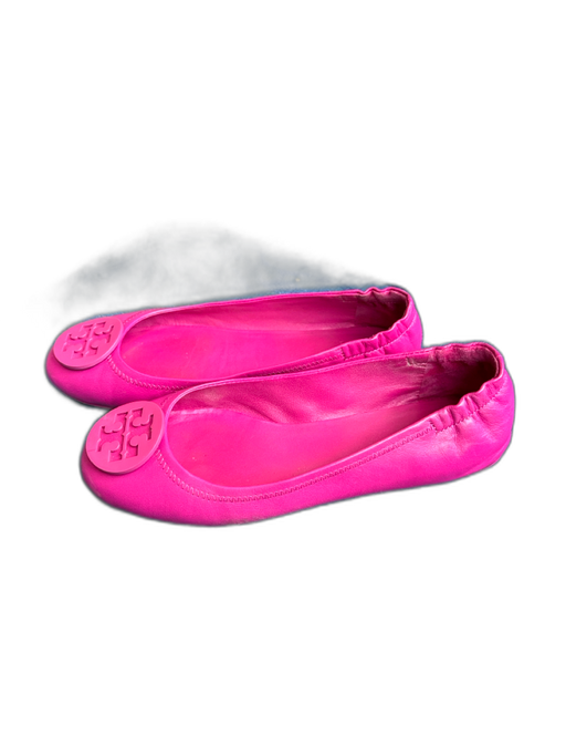 Tory Burch Shoe Size 8.5 Magenta Leather Logo Flats Magenta / 8.5