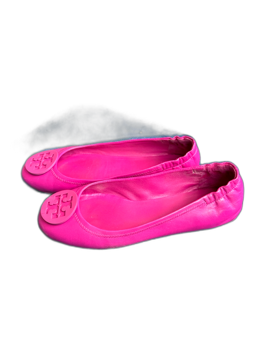 Tory Burch Shoe Size 8.5 Magenta Leather Logo Flats Magenta / 8.5