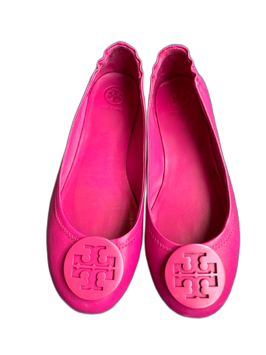 Tory Burch Shoe Size 8.5 Magenta Leather Logo Flats Magenta / 8.5