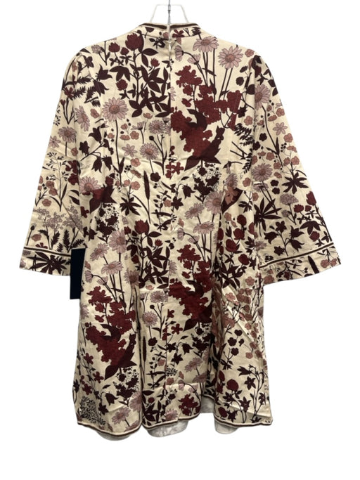 Tuckernuck Size M Cream Beige & White Cotton Blend 3/4 Sleeve Floral Dress Cream Beige & White / M