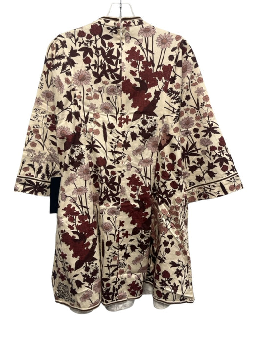 Tuckernuck Size M Cream Beige & White Cotton Blend 3/4 Sleeve Floral Dress Cream Beige & White / M