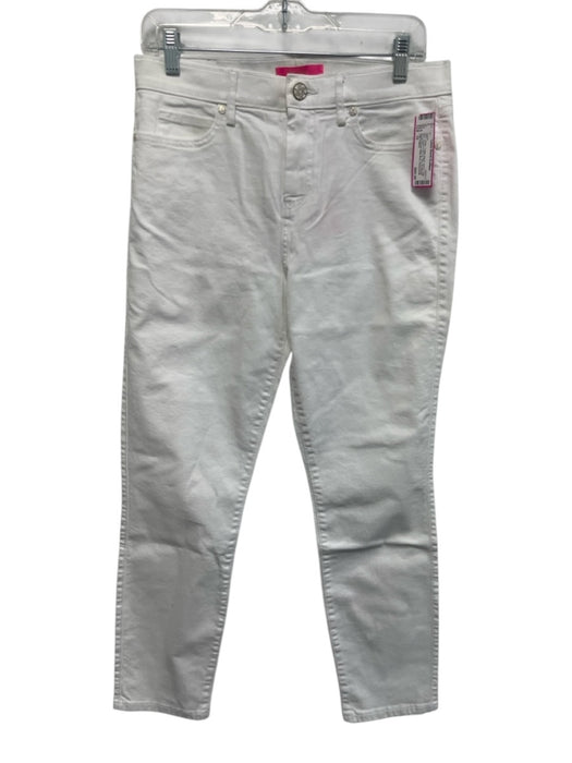 Lilly Pulitzer Size 10 White Cotton Blend Denim High Rise Button & Zip Fly Jeans White / 10