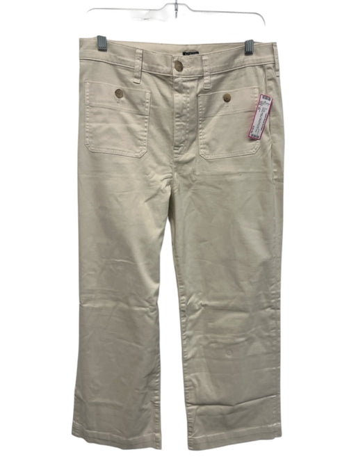 J. Crew Size 29 Cream Beige Cotton Blend Patch Pocket Trouser Wide Leg Pants Cream Beige / 29