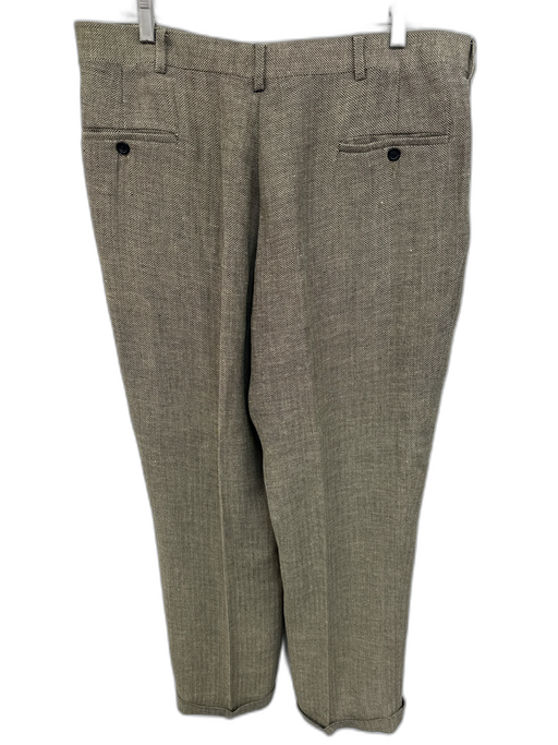 Polo Size 36 Beige & Brown Wool Blend Herringbone Dress Cuffed Men's Pants Beige & Brown / 36