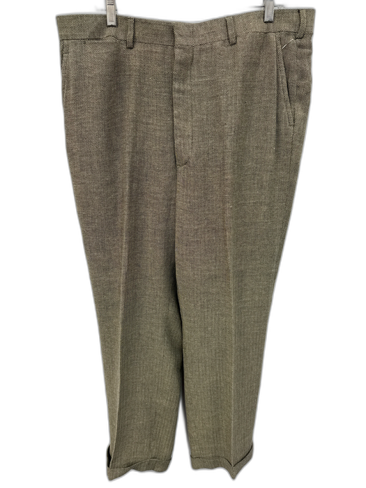 Polo Size 36 Beige & Brown Wool Blend Herringbone Dress Cuffed Men's Pants Beige & Brown / 36