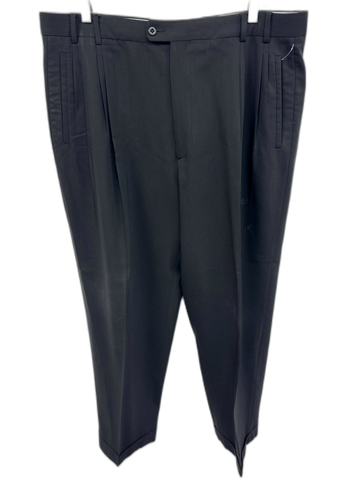 Zanella AS IS Size 38 Black Wool Solid Dress Pleats Men's Pants Black / 38
