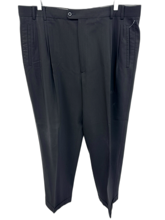 Zanella AS IS Size 38 Black Wool Solid Dress Pleats Men's Pants Black / 38