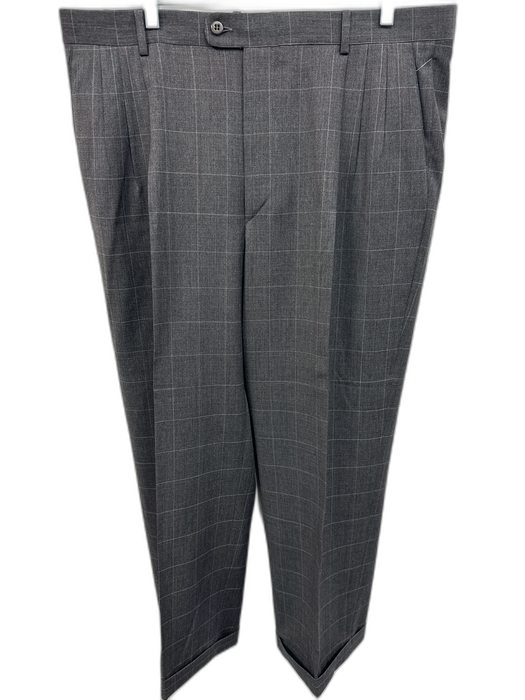 Zanella Size 38 Gray Wool Window pane Dress Men's Pants Gray / 38