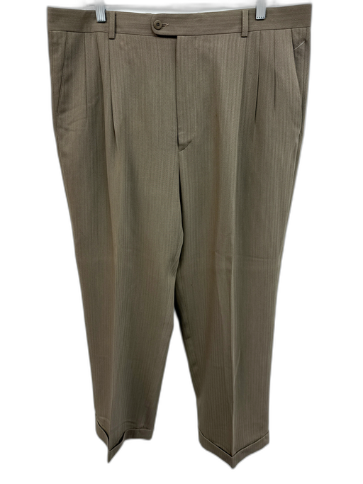 Zanella Size 38 Tan Wool Striped Dress Men's Pants Tan / 38