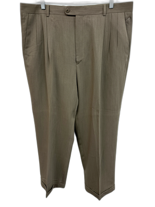 Zanella Size 38 Tan Wool Striped Dress Men's Pants Tan / 38