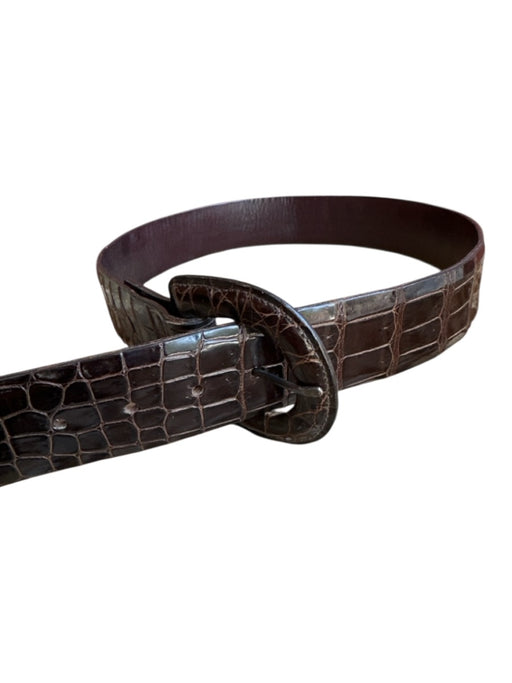 Dark Brown Leather Croc Belts Dark Brown / 28