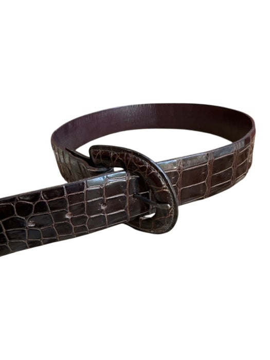Dark Brown Leather Croc Belts Dark Brown / 28
