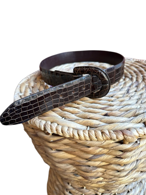 Dark Brown Leather Croc Belts Dark Brown / 28