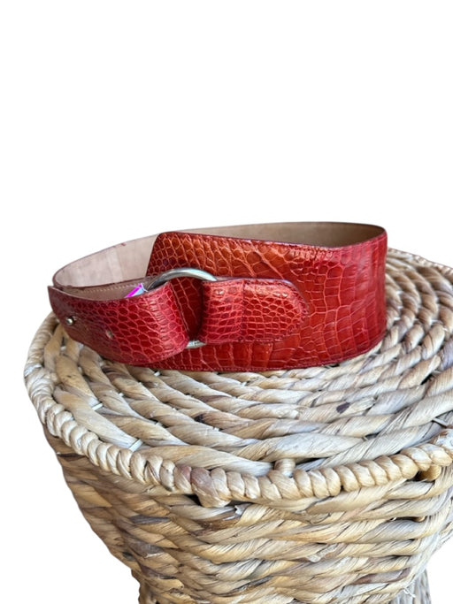 Red & Silver Leather Croc Embossed Wide silver hardware Belts Red & Silver / Est S