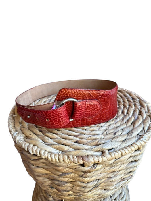 Red & Silver Leather Croc Embossed Wide silver hardware Belts Red & Silver / Est S