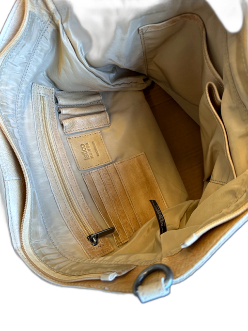 Hobo Pale Yellow Leather Top Handles Stitch Design Zip Close Bag Pale Yellow / M