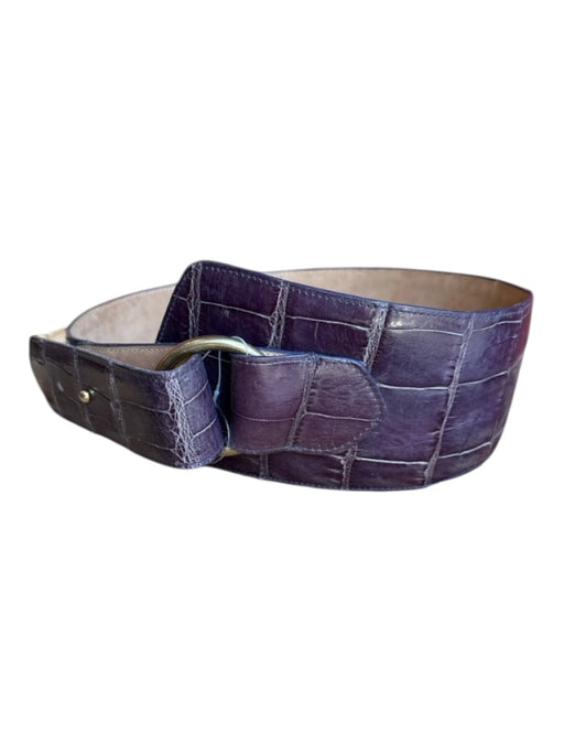 Purple Leather Croc Wide Brass Hardware Belts Purple / Est S