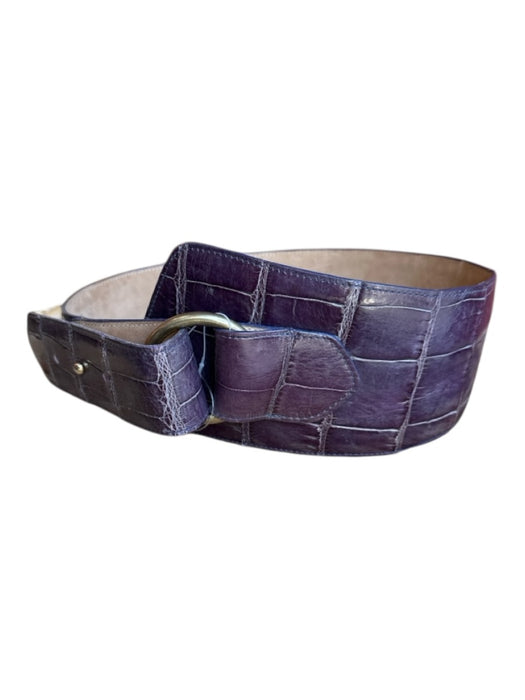 Purple Leather Croc Wide Brass Hardware Belts Purple / Est S