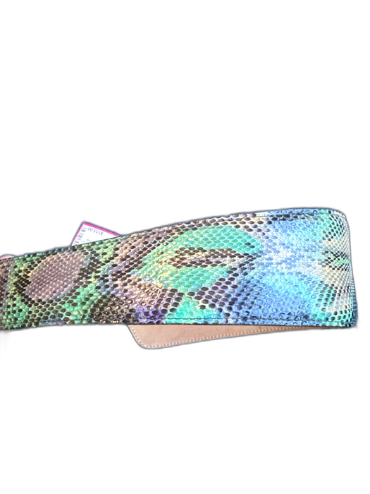Green & Purple Leather Python Wide Brass Hardware Belts Green & Purple / Est S