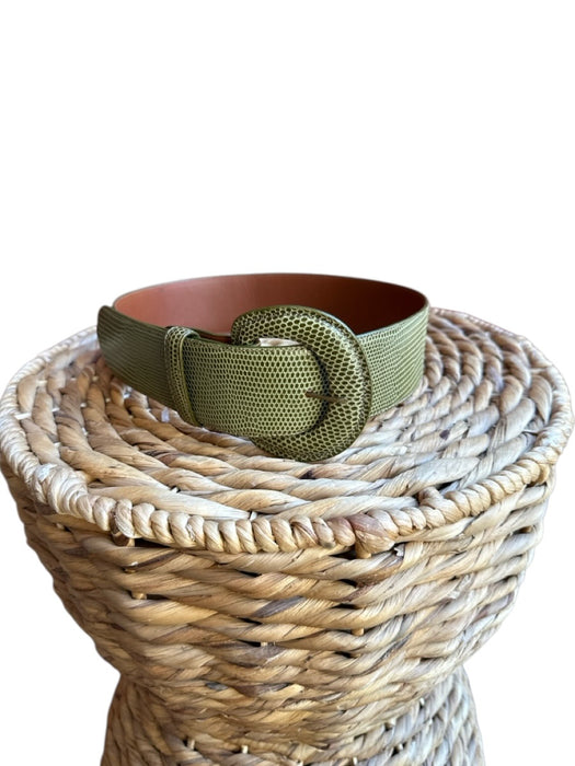Green Leather Snake Skin Wide Belts Green / Est S