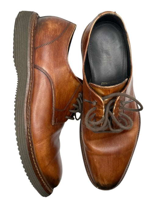Johnston & Murphy Shoe Size Est 11 Brown Leather Lace Up Almond Toe Loafers Brown / Est 11