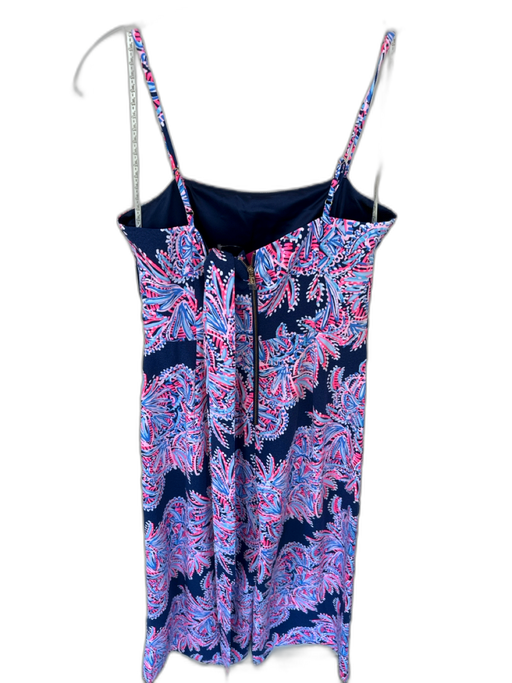 Lilly Pulitzer Size 4 Navy & Pink Polyester Spaghetti Strap Floral Jumper Navy & Pink / 4