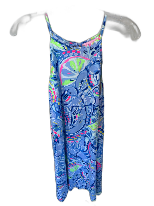Lilly Pulitzer Size M Blue & Multi Pima Cotton Tassel Knee Length Lobster Dress Blue & Multi / M