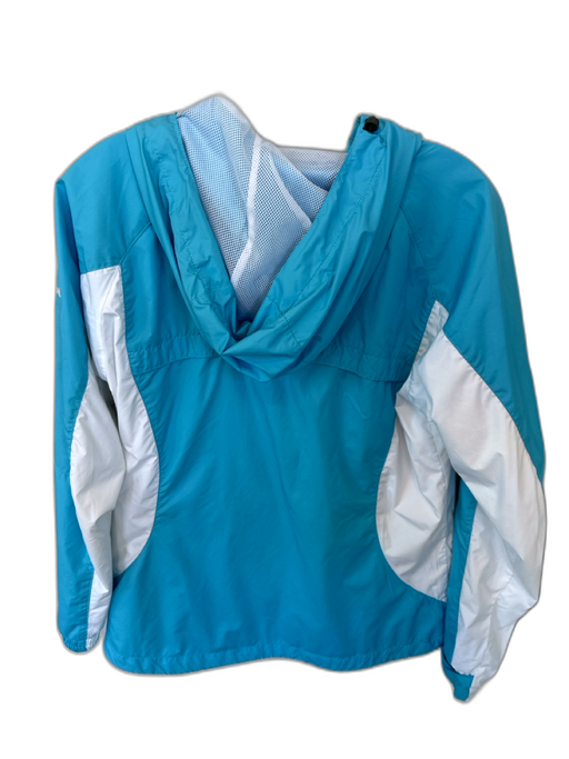 Columbia Blue & White Hood Mesh Inside Pockets Raincoat Blue & White / S