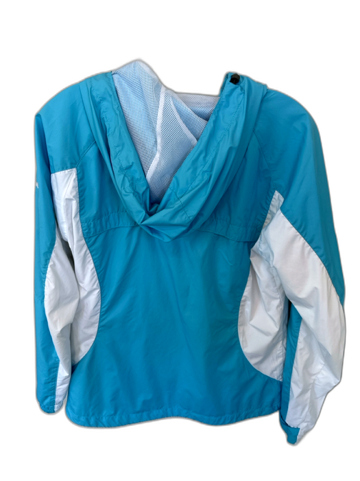 Columbia Blue & White Hood Mesh Inside Pockets Raincoat Blue & White / S