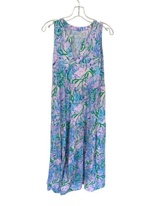 Lilly Pulitzer Size S Lavendar & multi Sleeveless V Neck Maxi Tiered Dress Lavendar & multi / S