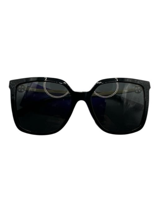 Tory Burch Black & Gold Square Frame Cat Eye Gold Logo Sunglasses Black & Gold