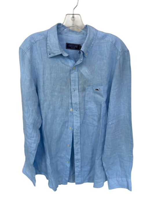 Vineyard vines Size S Baby Blue Linen Button Down Long Sleeve Collar Top Baby Blue / S