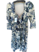Sunday Up Size L Navy & Light Blue Polyester Blend Square Neck Long Sleeve Dress Navy & Light Blue / L